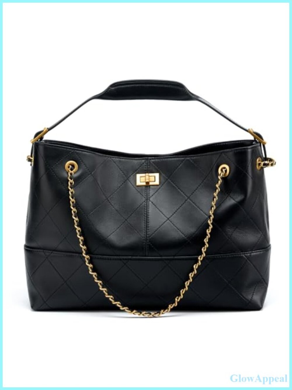 Genuine Leather Lambskin Suede Quilted Shoulder Bag Gold Chain Tote